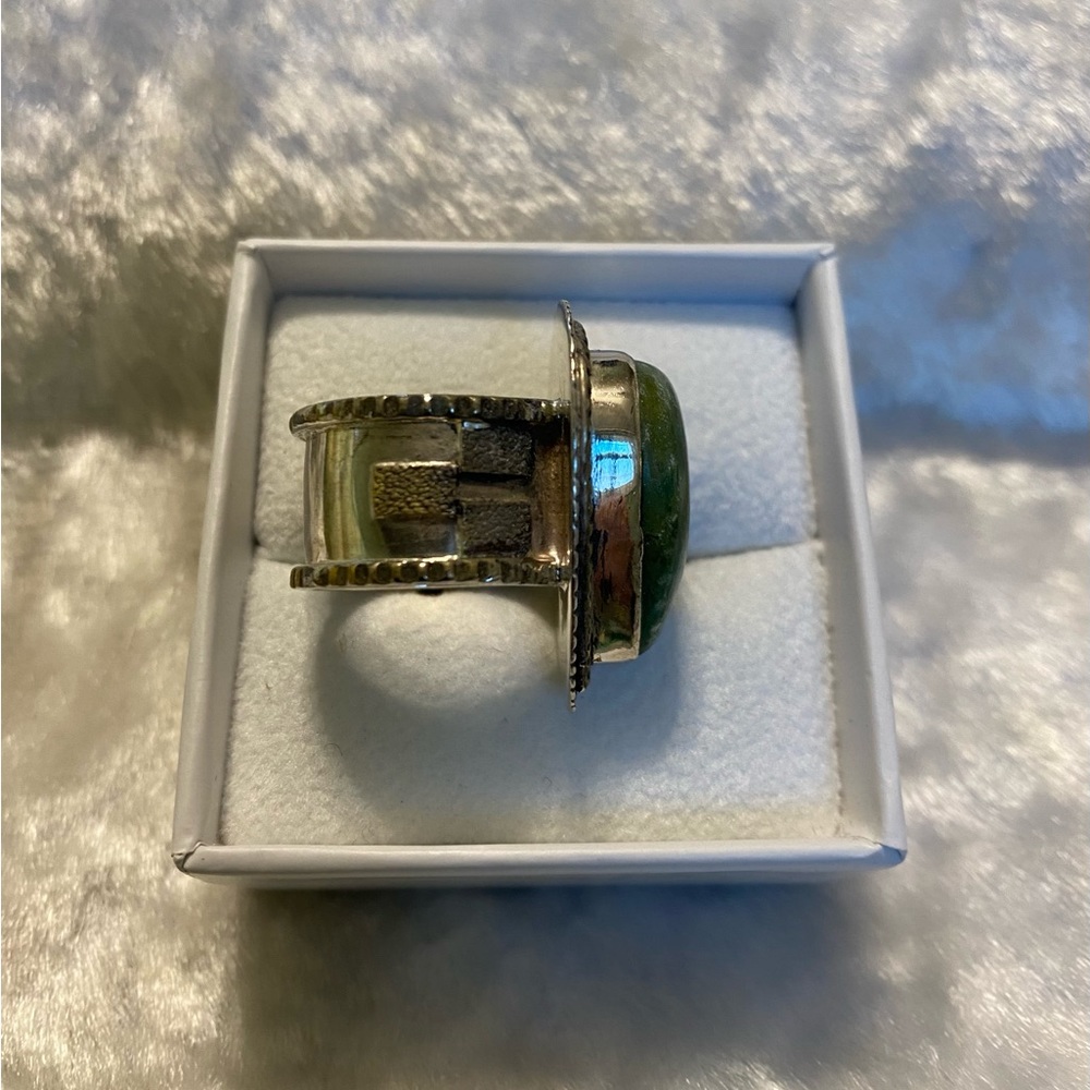 Vtg 925 Ruby Fuchsite Statement Ring - image 3